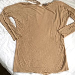 Vince camel lightweight tunic sweater with key hole tie back size S